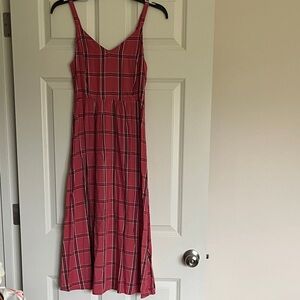 Old Navy Pink Plaid Midi Dress